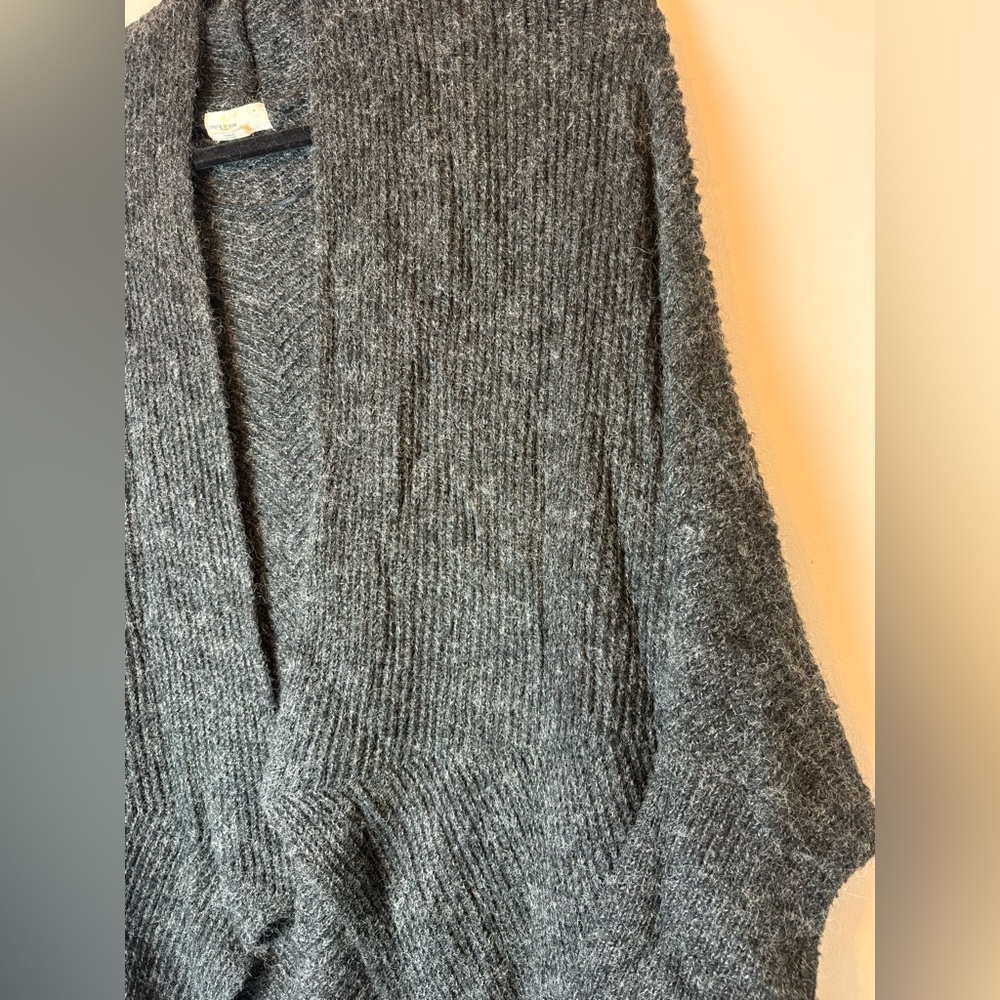 SLEEPING ON SNOW CHARCOAL WOOL BLEND OPEN FRONT OVERSIZED CARDIGAN WOMEN'S M - Picture 3 of 10